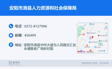 安陽市滑縣人力資源和社會保障局:0372-8127996
